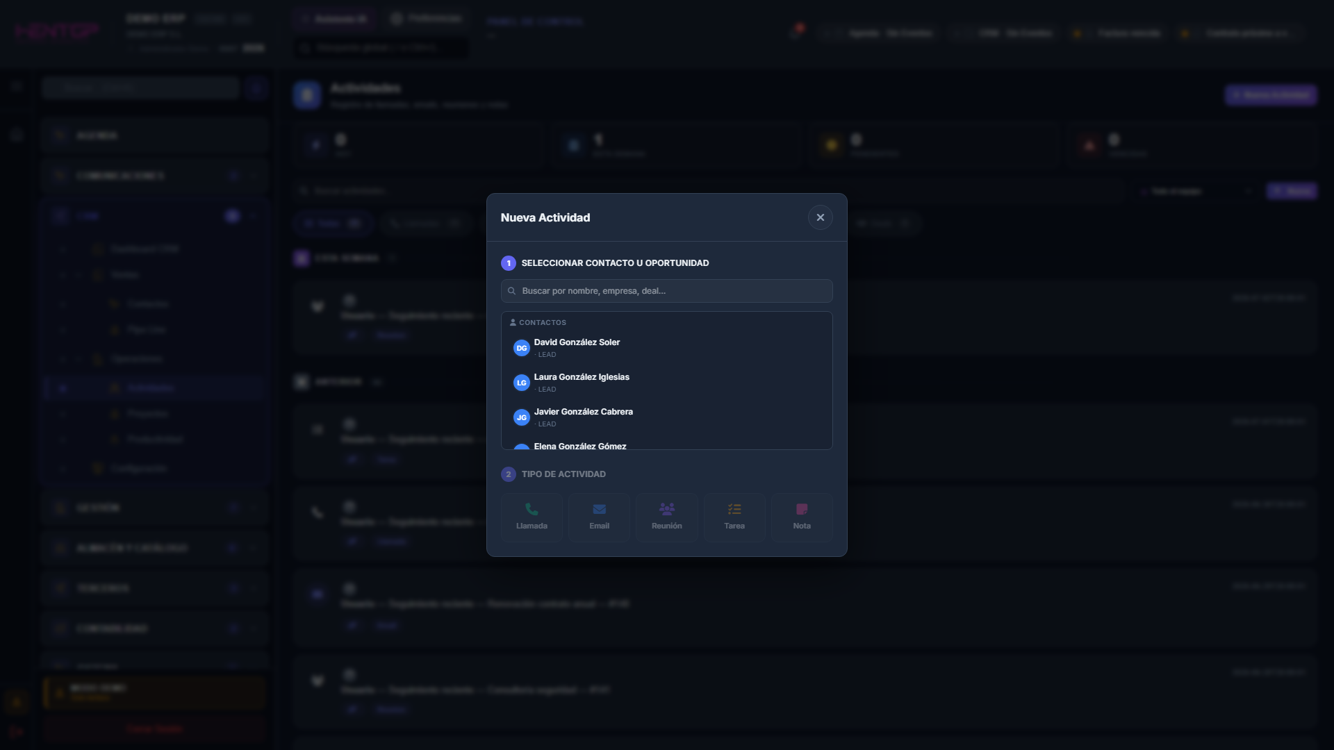 Modal Nueva Actividad